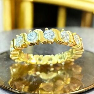Gold Over Sterling CZ Eternity Band (9)